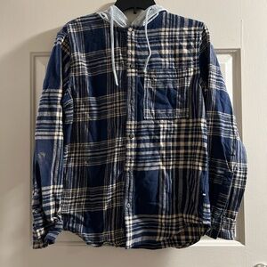 Men's Blue Plaid Lightweight Shirt Jacket